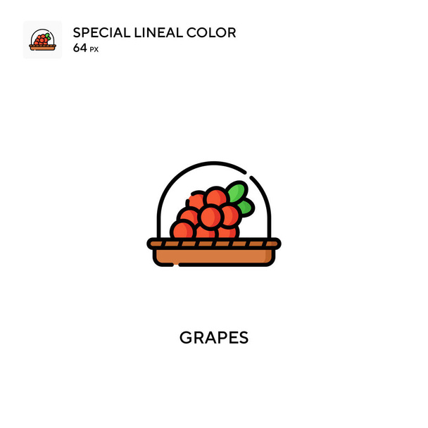 Uvas Icono especial de vector de color lineal. Iconos de uvas para tu proyecto empresarial - Vector, Imagen