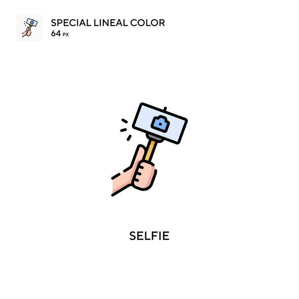Selfie Icono especial de vector de color lineal. Iconos Selfie para su proyecto empresarial - Vector, imagen