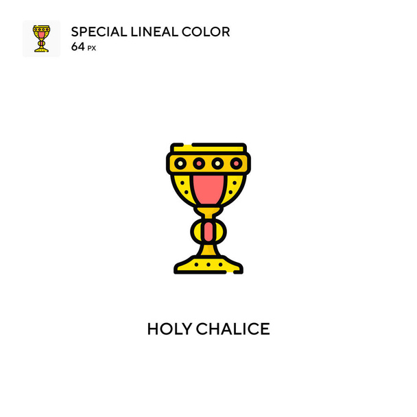 Heiliger Kelch Spezielles lineares Farbvektorsymbol. Heilige Kelch-Ikonen für Ihr Geschäftsprojekt - Vektor, Bild