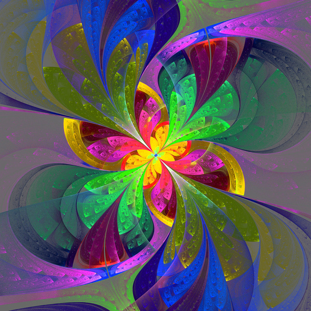 Patrón fractal fabuloso multicolor. Colecciónt - follaje del árbol
. - Foto, Imagen
