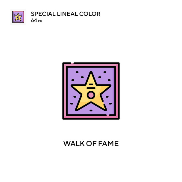 名声のウォーク特殊線型カラーベクトルアイコン。あなたのビジネスプロジェクトの名声のアイコンの散歩 - ベクター画像