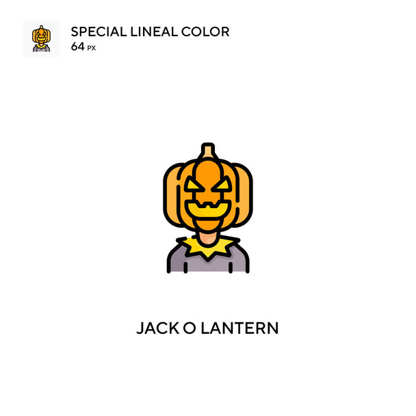 ジャック・オ・ランタン特殊線型カラーベクトルアイコン。あなたのビジネスプロジェクトのためのジャックoランタンアイコン - ベクター画像