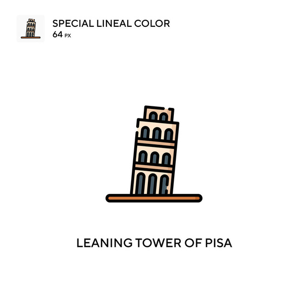 Torre inclinada de pisa Icono especial de vector de color lineal. Torre inclinada de iconos de pisa para tu proyecto empresarial - Vector, imagen