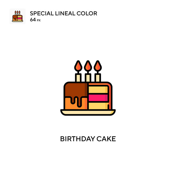 Tort urodzinowy Specjalna ikona wektora koloru liniowego. Ikony tortu urodzinowego dla Twojego projektu biznesowego - Wektor, obraz