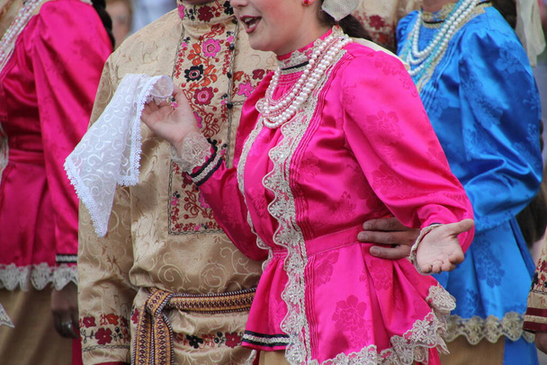 Russian folk dance exhibition in a street festival - Photo, Image