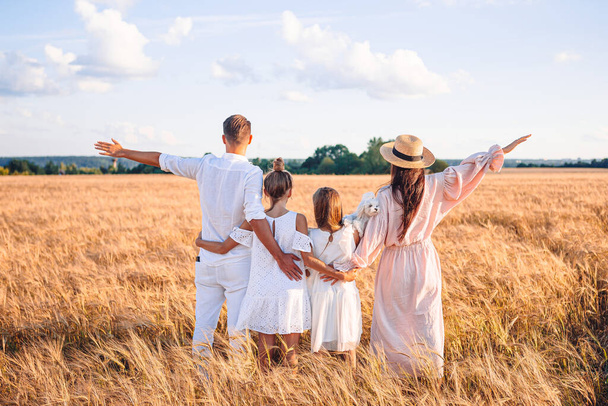 Happy family playing in a wheat field - Foto, Imagen