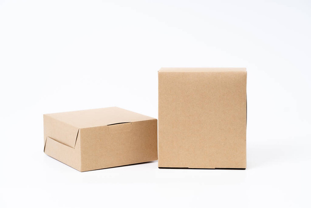 Brown paper box for food package. carton on a white background. - Fotografie, Obrázek
