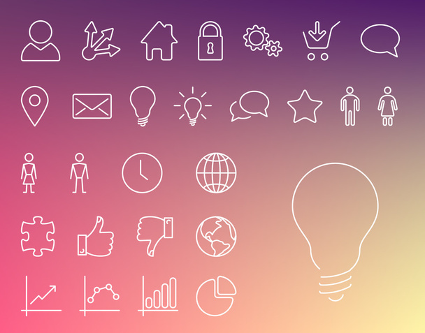 Simple Modern thin icon collection - Vector, Image