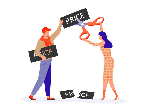 People cutting prices - Vector, Image