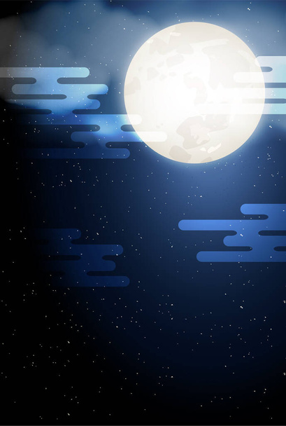 Moon viewing Fifteen nights Night sky background - Vector, Image
