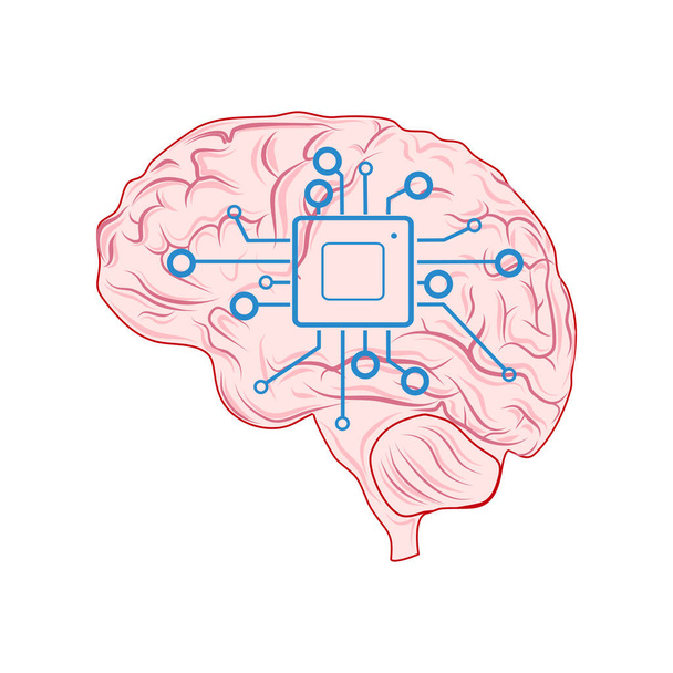 Iconos del procesador y cerebros vectoriales para sitios web. Usa tus pensamientos para procesar. EPS - Vector, imagen