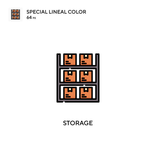 Almacenamiento Icono especial de vector de color lineal. Iconos de almacenamiento para su proyecto empresarial - Vector, Imagen