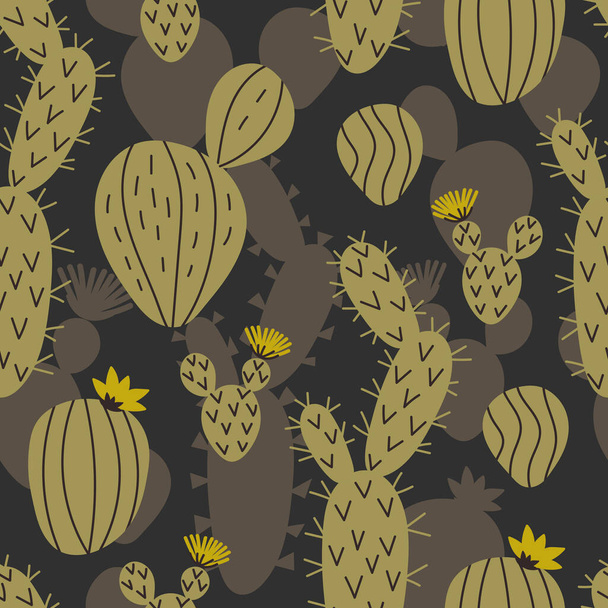 Hand drawn Succulents and cacti seamless pattern. Vegetative ornament. Background with floral print. Hand drawn illustration for fabric, paper, Wallpaper. - Vector, Image