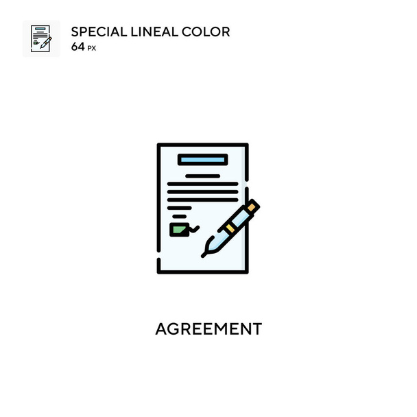 同意特殊線型カラーベクトルアイコン。ビジネスプロジェクトの契約アイコン - ベクター画像