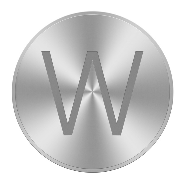 Letter W on aluminium button - Photo, Image