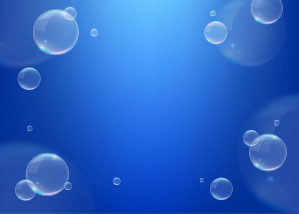 Realistic Water Background with Bubbles . Isolated Vector Elements - Vektör, Görsel