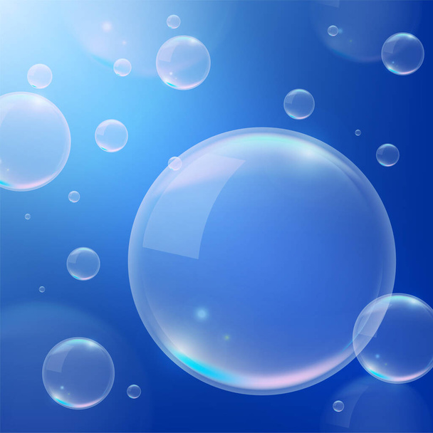 Realistic Water Background with Bubbles . Isolated Vector Elements - Vector, Imagen