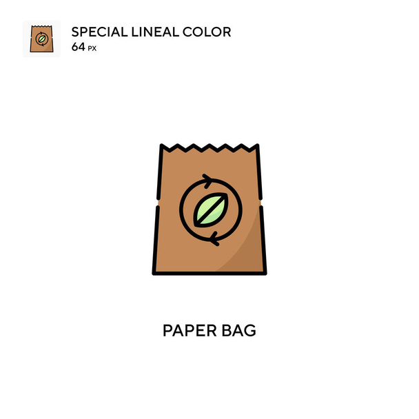 Χάρτινη τσάντα Ειδικό γραμμικό χρώμα διανυσματικό εικονίδιο. Εικονίδια χάρτινη τσάντα για την επιχείρησή σας - Διάνυσμα, εικόνα