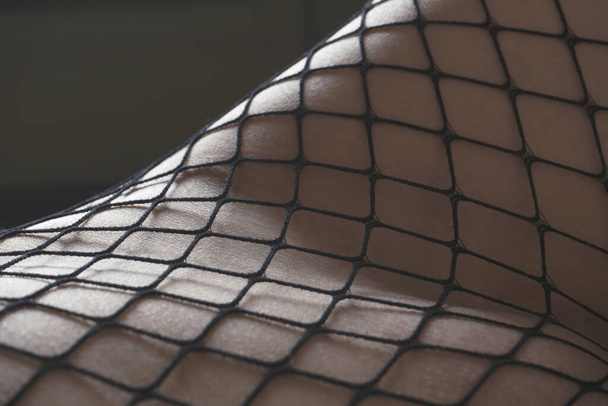 Vrouwelijke heupen, buik met visnetkousen - Foto, afbeelding