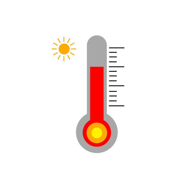 Temperature logo with shadow. Warm temperature - Photo, Image