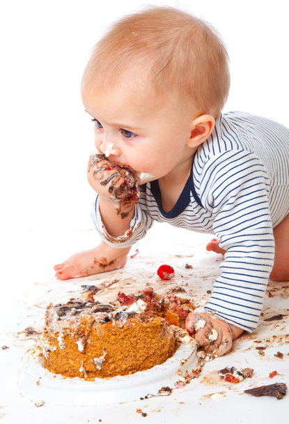 Baby and cake - Zdjęcie, obraz