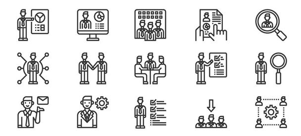 Iconos de línea de gestión de recursos humanos  - Vector, Imagen