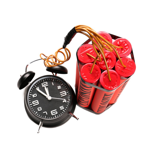 Bomb with clock timer on white background - Photo, Image