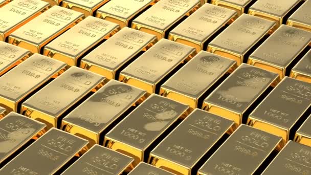 3d rendering shiny bullion or gold bars background 4k footage - Footage, Video