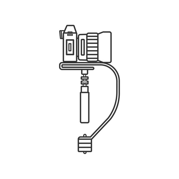 Портативный стабилизатор Steadicam Camera, плоский дизайн. - Вектор,изображение