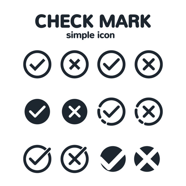 set de iconos de marca de verificación, icono de marca de verificación mínima. - Vector, imagen