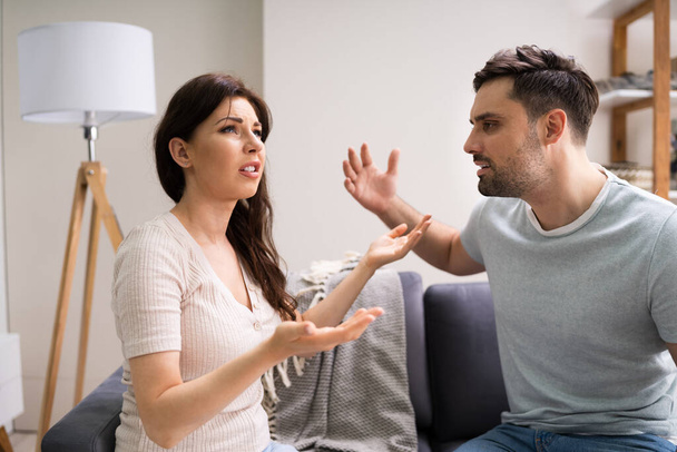 Sad Couple Infidelity Problems. Woman Dispute And Arguing - Photo, image