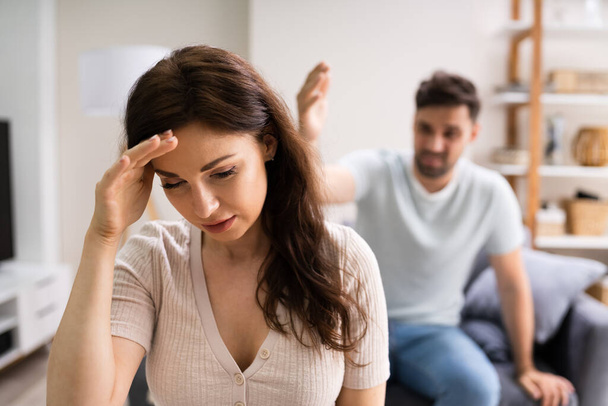 Unhappy Stressed Couple Family Arguing Having Quarrel - Фото, зображення