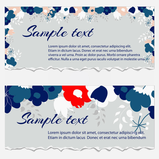 Set of vintage frame templates with flowers, vector illustration - Vector, Image