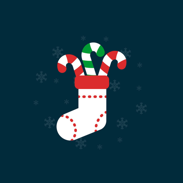 Cute cartoon Christmas sock, Christmas sock icon, Vector and Illustration. - Вектор,изображение