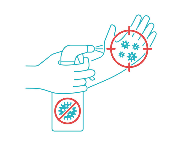 Desinfectante de manos en línea delgada - Vector, imagen