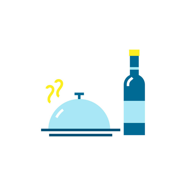 Food and wine bottle flat element design,Vector and Illustration. - Vector, Image
