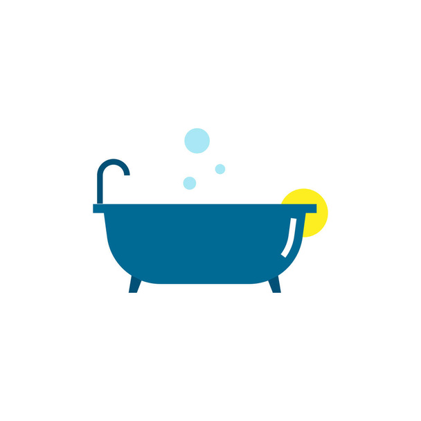 Bathtub with faucet flat element design,Vector and Illustration. - Vector, Image