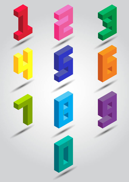 colorful modern 3d numbers, vector template  - Vektor, kép