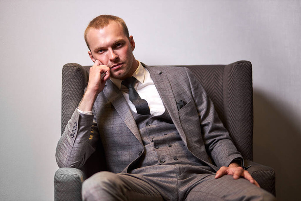 businessman in contemplation after meeting - Zdjęcie, obraz
