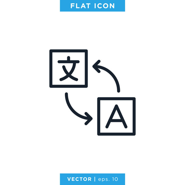 Nyelv fordítás szótár ikon vektor logó tervezés Sablon. Szerkeszthető stroke. - Vektor, kép