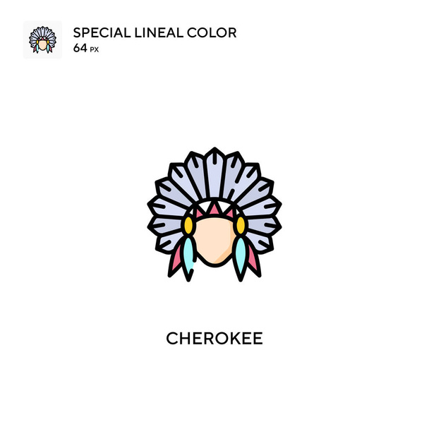 Cherokee Özel Doğrusal Renk Vektörü ikonu. İş projeniz için Cherokee simgeleri - Vektör, Görsel