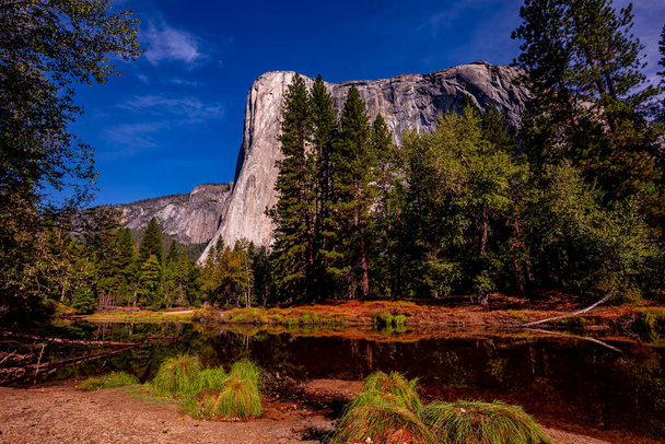 Wereldberoemde rotsklimwand van El Capitan, Yosemite National Park, Californië, Verenigde Staten - Foto, afbeelding