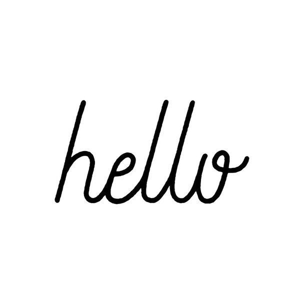 Hello hand lettering on white background. - ベクター画像