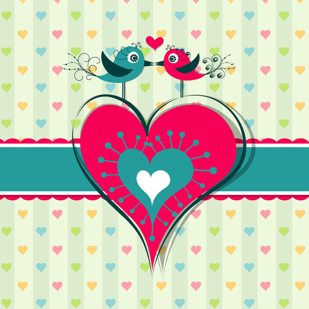 Template Valentine greeting card, vector - Διάνυσμα, εικόνα