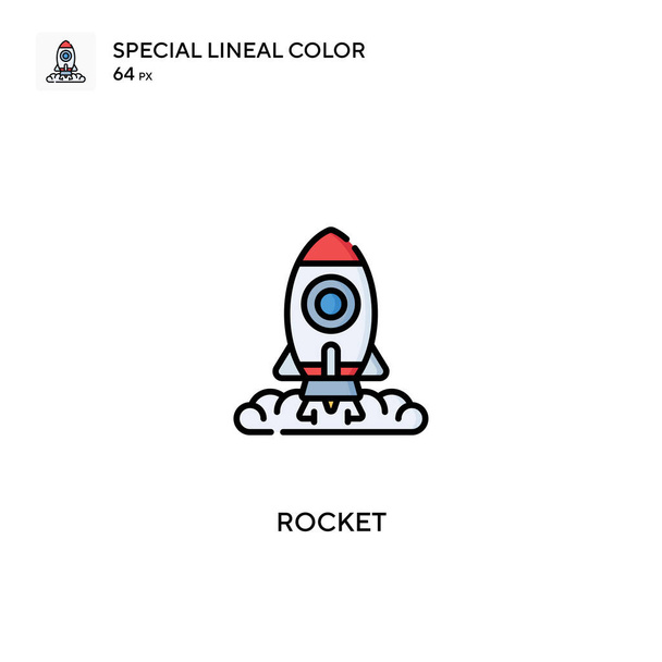 Rocket Icono especial de vector de color lineal. Iconos de cohetes para su proyecto empresarial - Vector, Imagen