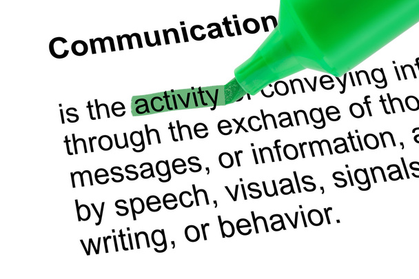 markerade ordet aktivitet för kommunikation med grön penna - Fotografie, Obrázek