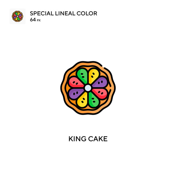 キングケーキ特殊線型カラーベクトルアイコン。あなたのビジネスプロジェクトのためのケーキアイコンを王 - ベクター画像