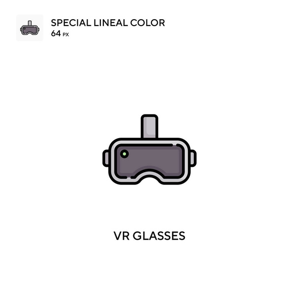 Vrガラス特殊線型カラーベクトルアイコン。あなたのビジネスプロジェクトのためのVRメガネのアイコン - ベクター画像