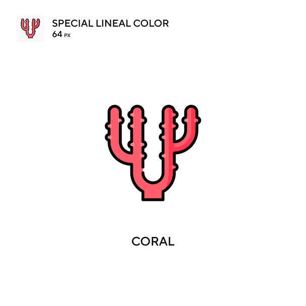Coral Icono especial de vector de color lineal. Iconos de coral para su proyecto empresarial - Vector, Imagen