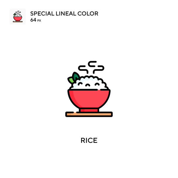 Arroz Icono especial de vector de color lineal. Iconos de arroz para su proyecto empresarial - Vector, imagen